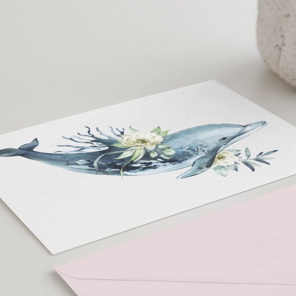 Wall Art Watercolor Dolphin Print Poster Unframed - Picture 6 of 16